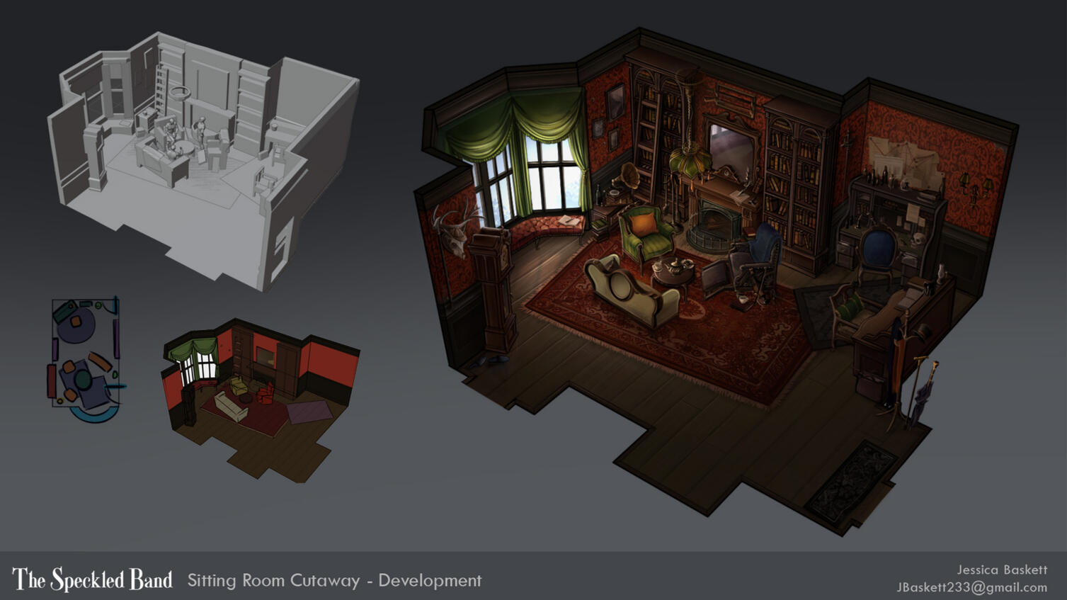 "The Speckled Band" Sitting Room cutaway development. 2026.